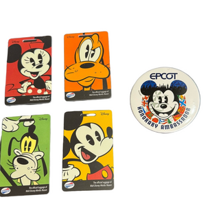 Disney Colorful Character luggage tags and EPCOT Pin